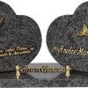 Plaque-double-cœur bronze-colombe-roses