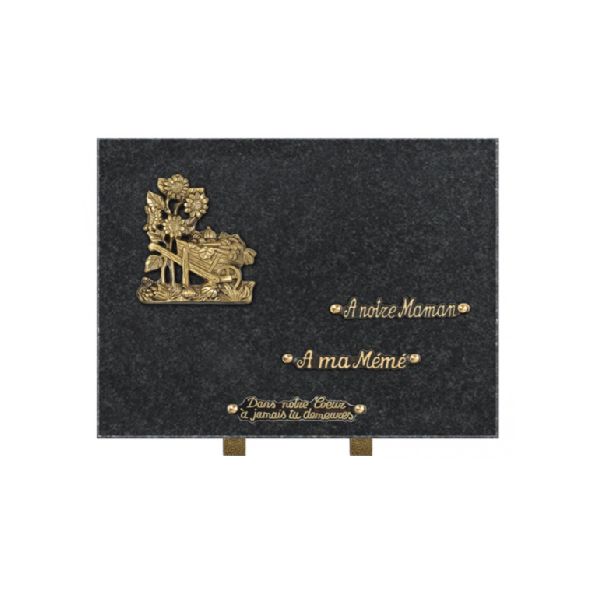 plaque bronze brouette jardin